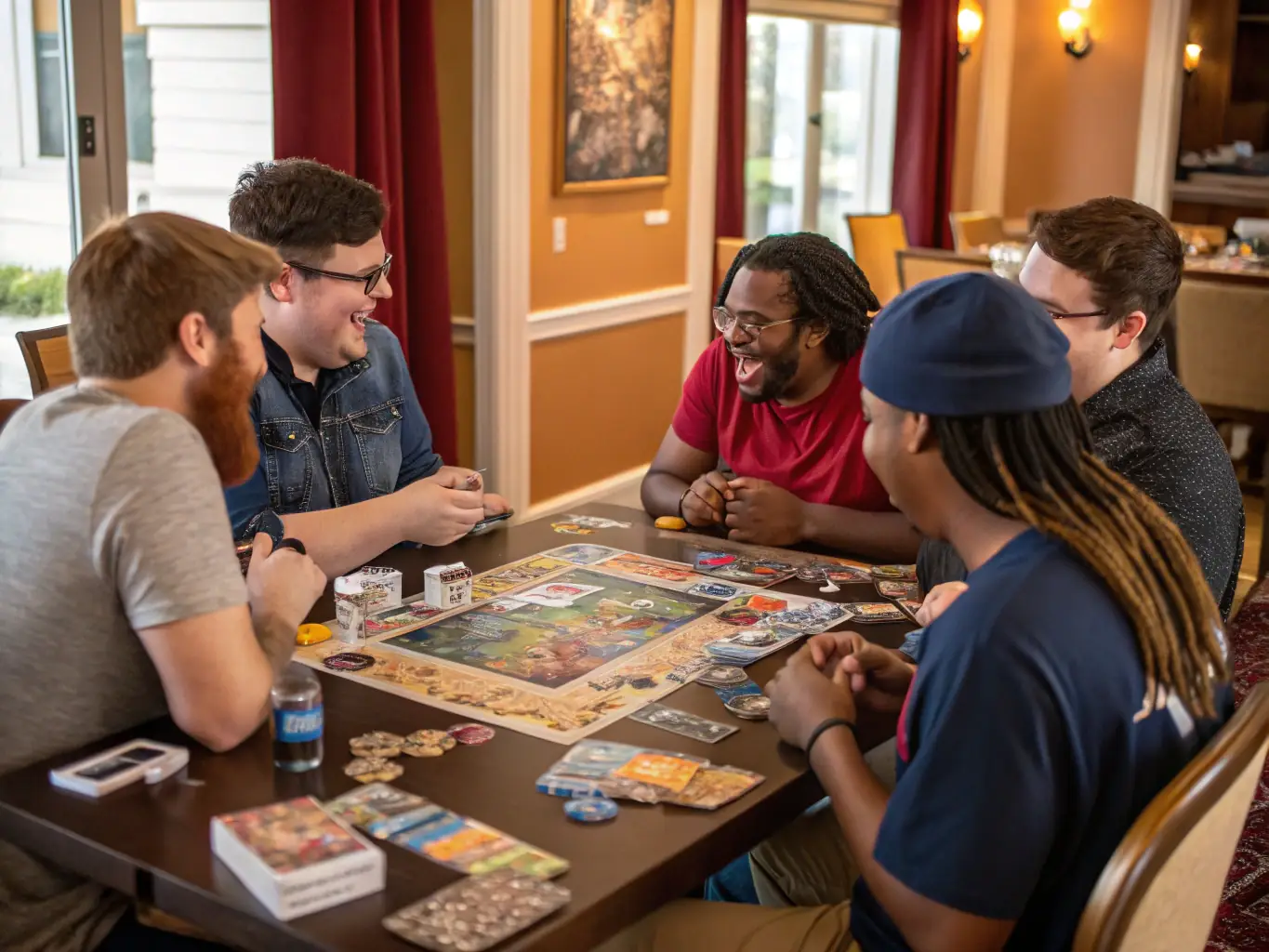 A heartwarming image of DELTA-LAN community members participating in a collaborative gaming event, showcasing teamwork, laughter, and the strong bonds formed within the community.